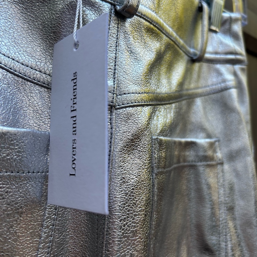 Lovers + Friends Monique Faux Leather Maxi Skirt in Metallic Silver New with Tag - Picture 5 of 6